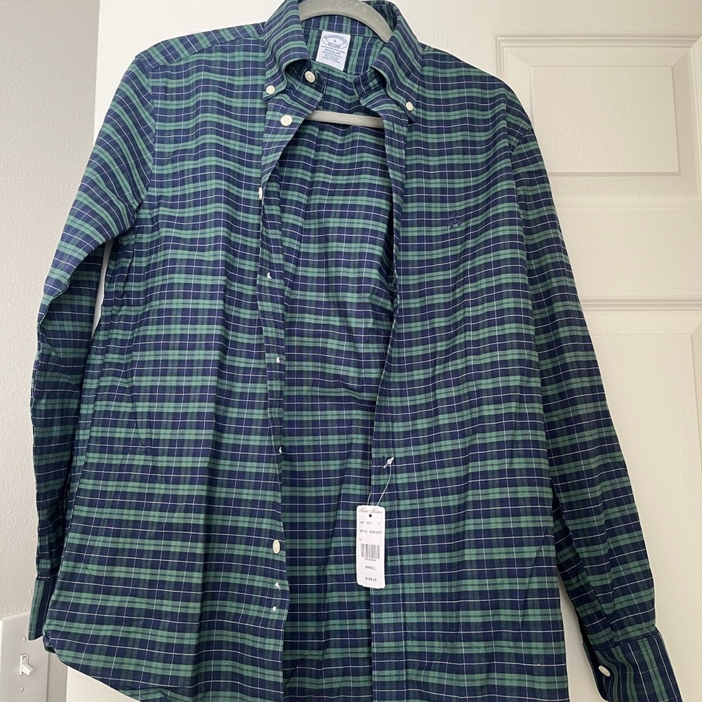 Brooks Brothers Blue and Green Plaid Shirt